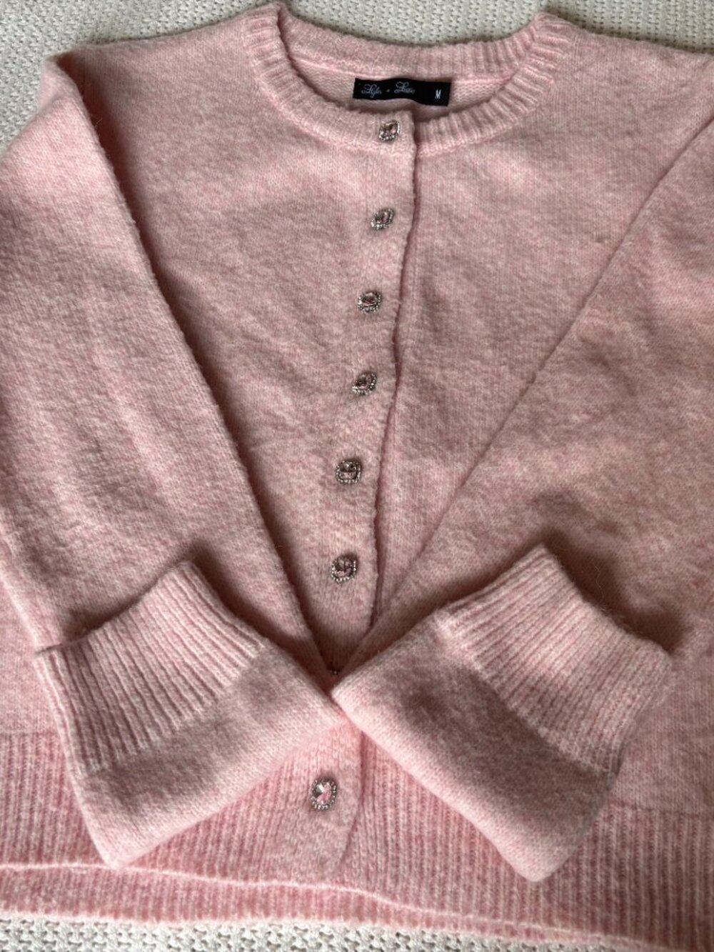 Lyla + Luxe "Aisha Crystal Cardigan " Pink Size M - EUC